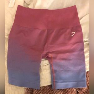 Gym shark high waisted biker shorts. No wear, very comfortable great everything.